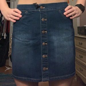 Classic Button-up Jean Skirt
